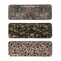 Hello Honey® 13" Abstract Print & Earthy Foliage Metal Tray, 3ct.