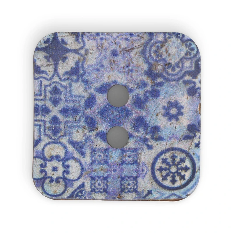 Dritz® 35mm Blue Sustainable Coconut Square Button, 3ct.