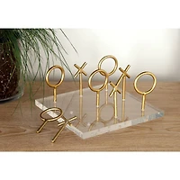 CosmoLiving by Cosmopolitan Gold & White Acrylic Glam Tic-Tac-Toe Game Set