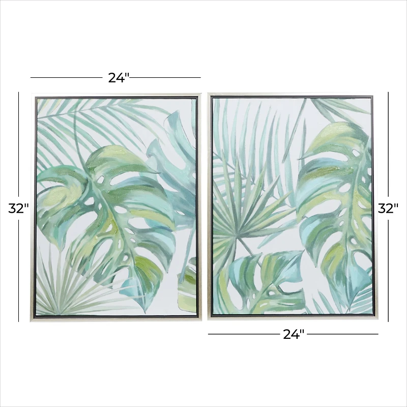 CosmoLiving by Cosmopolitan Set of 2 Green Canvas Wall Art 24", 32"