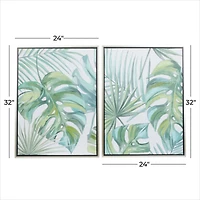 CosmoLiving by Cosmopolitan Set of 2 Green Canvas Wall Art 24", 32"