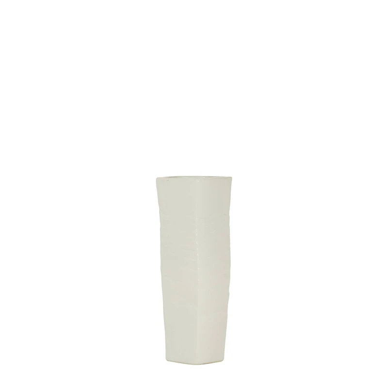 White Ceramic Contemporary Vase, 16" x 6" x 6"