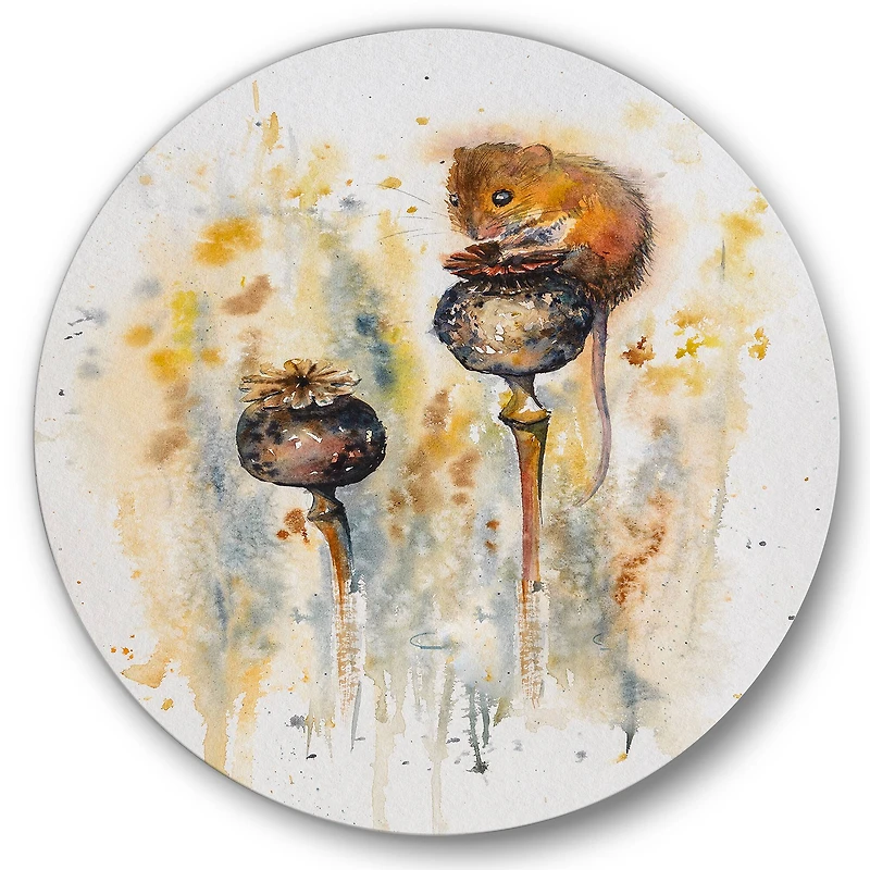 Designart - Mouse Sitting On Poppies