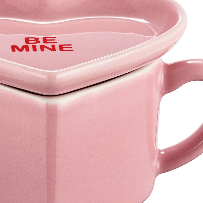 Miss Valentine Pink Ceramic Candy Heart Mug & Saucer
