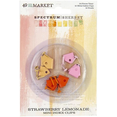 49 and Market Spectrum Sherbet Strawberry Lemonade Mini Metal Index Clips