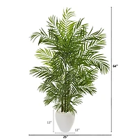 5.3ft. UV Resistant Areca Palm Artificial Tree in White Planter
