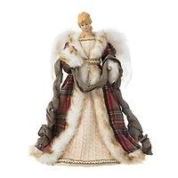 Glitzhome® 16.5" Faux Fur Woodland Christmas Angel Tree Topper