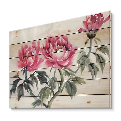 Designart - Vintage Purple Peonies Branch
