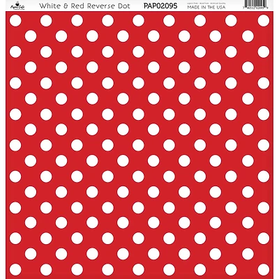 Paper Café White & Red Reverse Dot 12" x 12" Cardstock, 15 Sheets