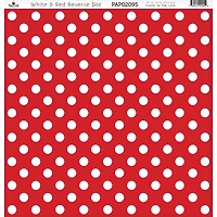 Paper Café White & Red Reverse Dot 12" x 12" Cardstock, 15 Sheets