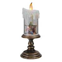 10.25" LED Flameless Glitter Snow Dome Santa Candle