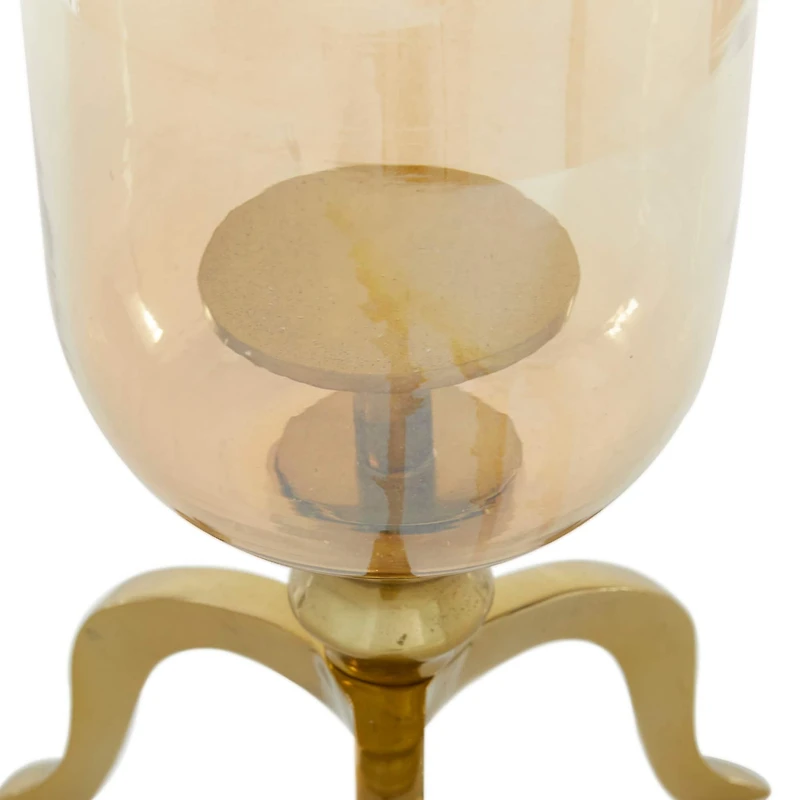 18" Gold Aluminum & Glass Traditional Candlestick Holder