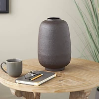 12" Black Textured Rounded Metal Vase