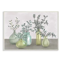 Stupell Industries Plants In Vases Neutral Grey Design Wood Wall Plaque