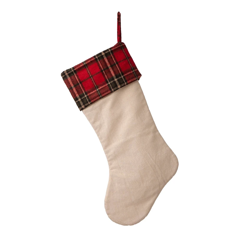 Glitzhome® 21" Embroidered Red Truck Linen Christmas Stocking