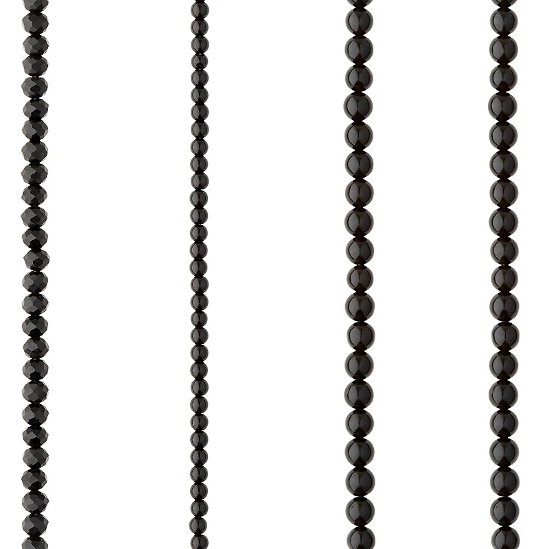 12 Pack: Black Mixed Glass Round Beads by Bead Landing™