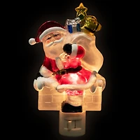 Glittered Santa Climbing Chimney Christmas Night Light - 6.25"