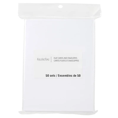 6 Packs: 50 ct. (300 total) 5" x 7" White Flat Cards & Envelopes by Recollections™