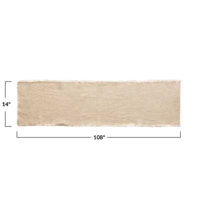 Hello Honey® 108" Natural Linen-Blend Table Runner with Frayed Edges