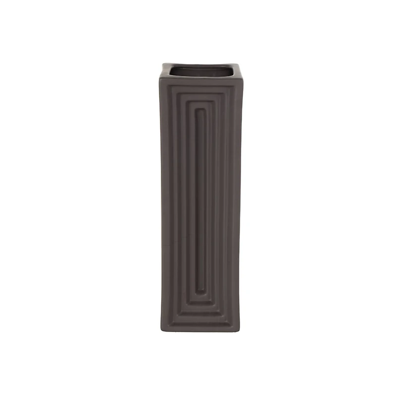 15" Black Rectangular Ceramic Vase