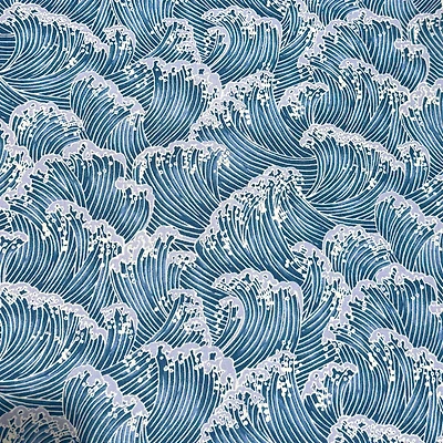 Feldman Blue Asian Wave Cotton Fabric