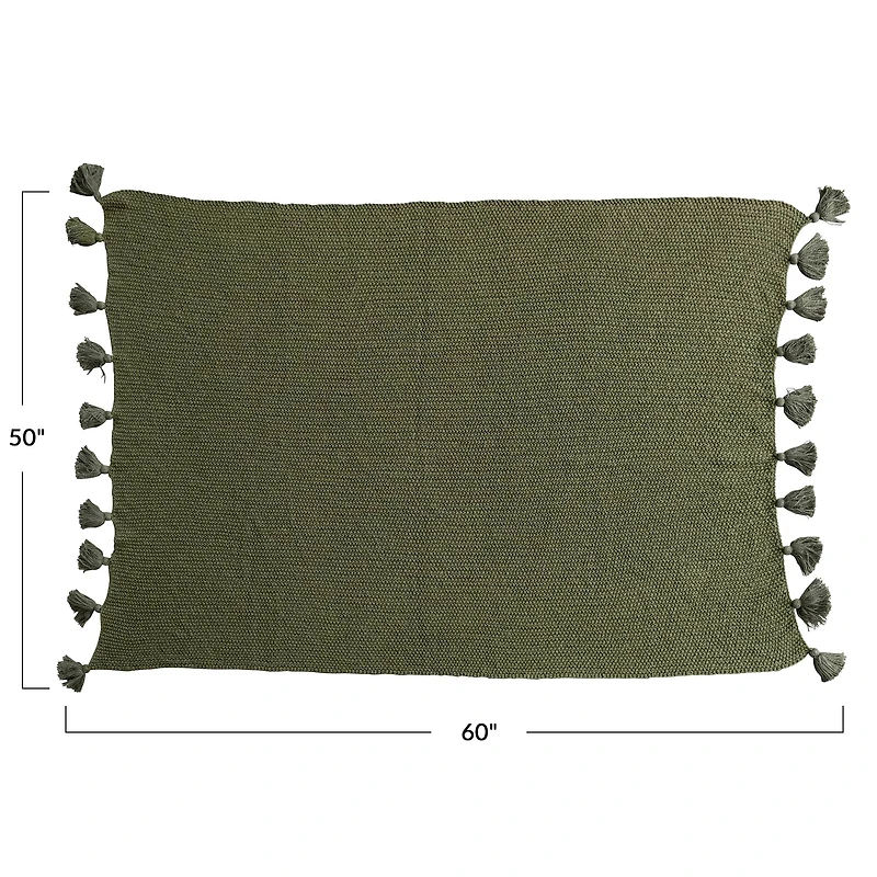 Hello Honey® Olive Green Knit Throw Blanket with Tassels