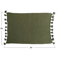 Hello Honey® Olive Green Knit Throw Blanket with Tassels