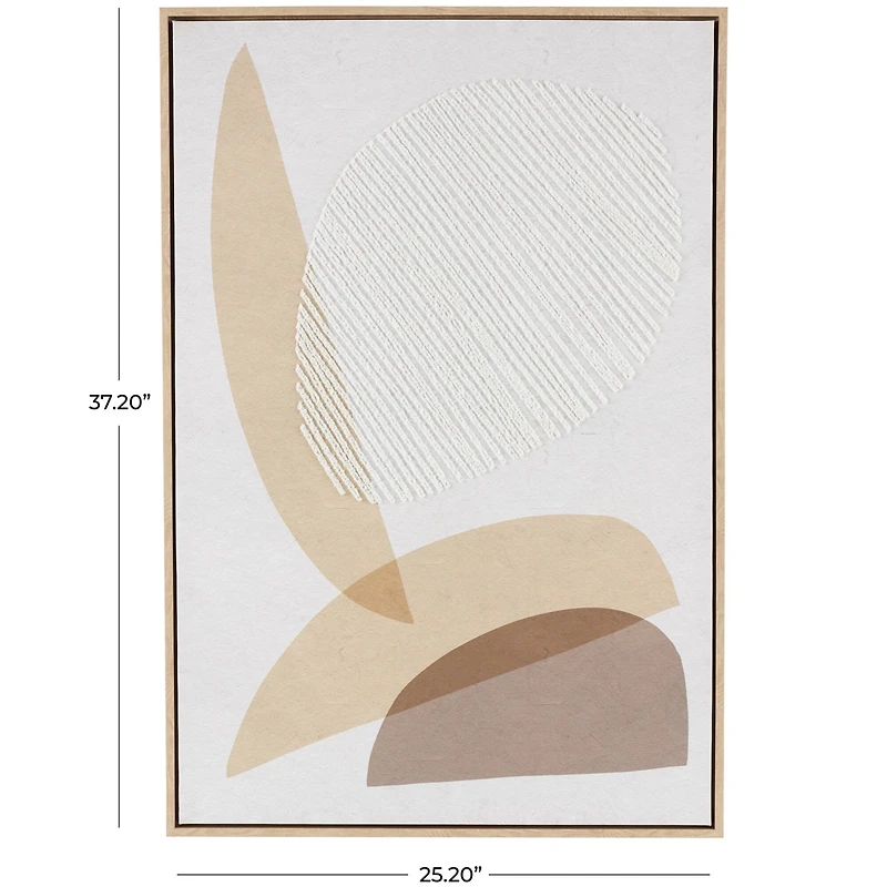 Brown & White Wooden & Fabric Abstract Overlapping Shapes Wall Décor