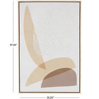 Brown & White Wooden & Fabric Abstract Overlapping Shapes Wall Décor