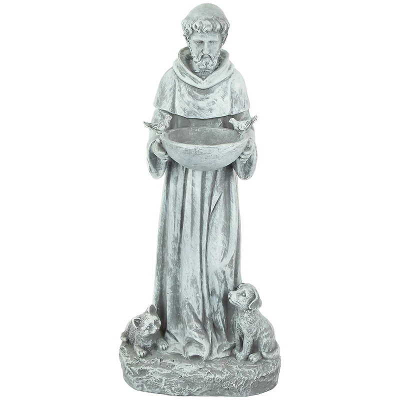 15.5" St. Francis Outdoor Bird Feeder Garden Statue