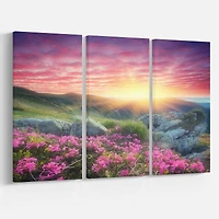 Designart - Morning with Flowers in Mountains