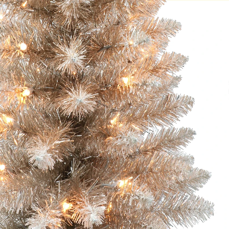 4ft. Pre-Lit Rose Gold Artificial Christmas Tree in Burlap Sac, Clear Lights