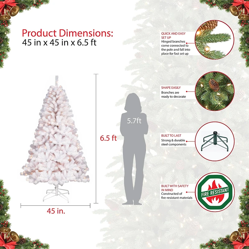 6.5ft. Pre-Lit White Northern Fir Artificial Christmas Tree, Clear Lights