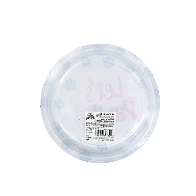 Assorted Pet Picks 7" Pet Party Plastic Plates, 5pc. by Fab Finds