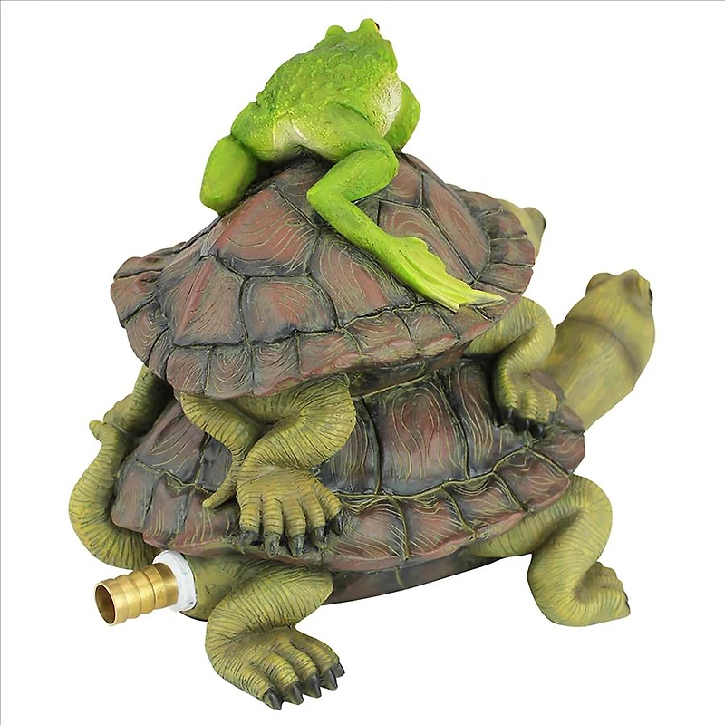 Design Toscano Along for the Ride Frog & Turtles Spitter Piped Statue