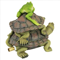 Design Toscano Along for the Ride Frog & Turtles Spitter Piped Statue