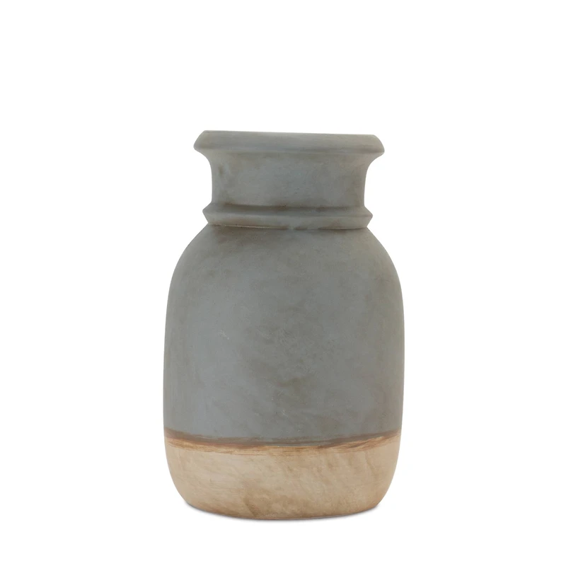 Gray & Beige Dual-Tone Ceramic Candle Holder Set