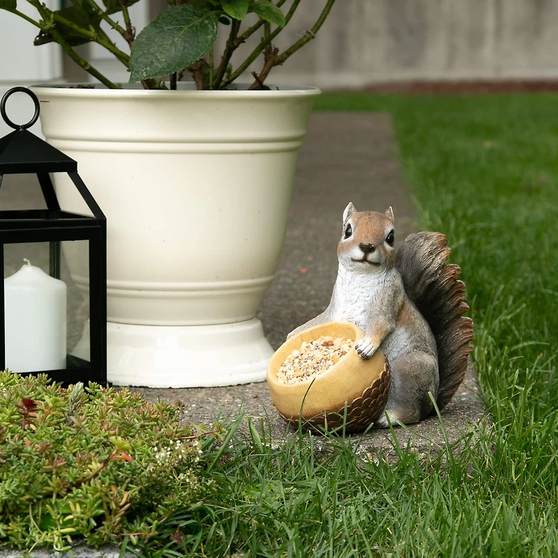 8" Squirrel & Acorn Bird Feeder