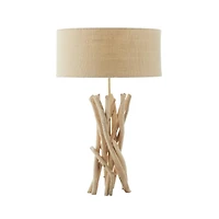 24" Natural Beige Wood Rustic Table Lamp
