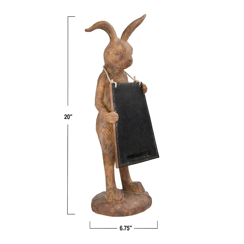 Hello Honey® Rabbit Figurine Holding Working Chalkboard