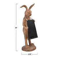 Hello Honey® Rabbit Figurine Holding Working Chalkboard