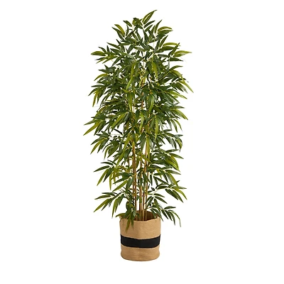 75" Bamboo Artificial Tree in Handmade Natural Cotton Planter
