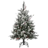 4.5ft. Pre-Lit Snowy Bedford Pine Artificial Christmas Tree, Clear Lights