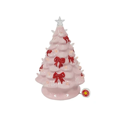 10" Pink Tree with Bows LED Ceramic Tabletop Décor by Ashland®