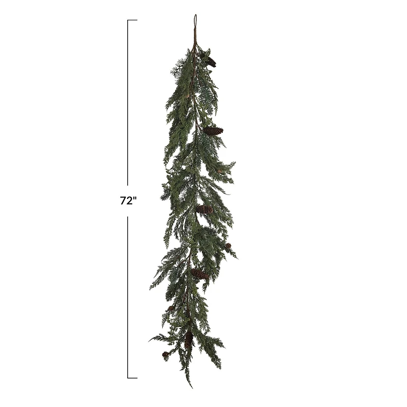 Hello Honey 6ft. Faux Spruce & Pine Garland with Natural Pinecones