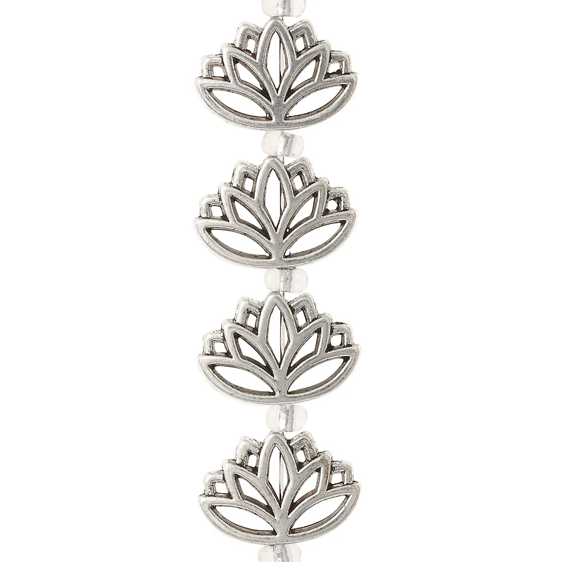 Silver Metal Lotus Beads, 16mm by Bead Landing™