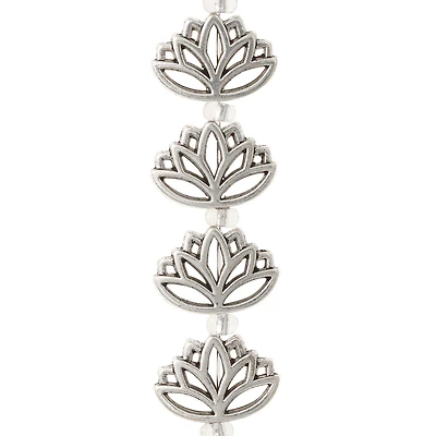 Silver Metal Lotus Beads, 16mm by Bead Landing™