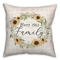 18" Bless This Family Wreath Indoor/Outdoor Pillow