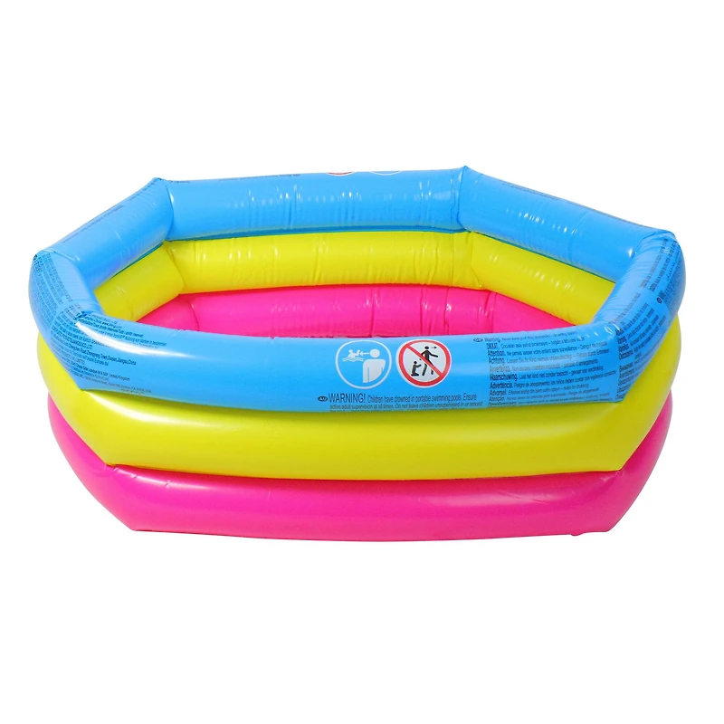 Pool Central® 30" Blue, Yellow and Pink Triple Ring Inflatable Children's Swimming Pool