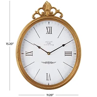 Gold Scrolled Finial Oval Metal Wall Clock